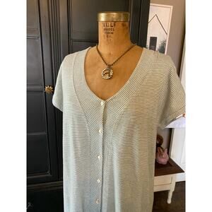 NWT Poetry | Poetry Linen Blend Comfort Green & White Striped Maxi Dress Size 8